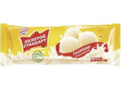 Пломбир ЗОЛОТОЙ СТАНДАРТ, 900г, 1 штука