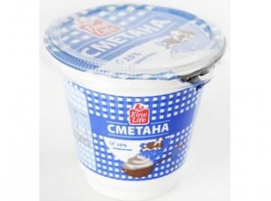 Сметана FINE LIFE 15%, 250г, 1 штука
