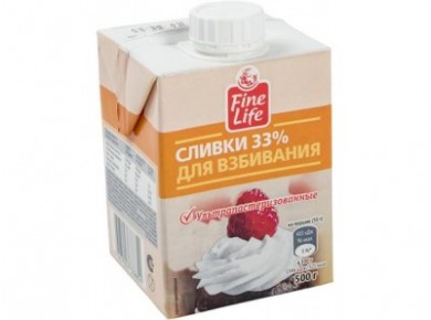 Сливки FINE LIFE для взбивания 33%, 500г, 1 штука