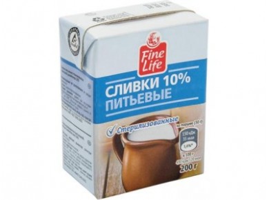Сливки FINE FOOD 10%, 200 г, 1 штука
