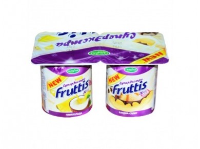 Йогуртовый продукт FRUTTIS Банана-сплит/ пинаколада 8%, 4*115 г, 1 штука