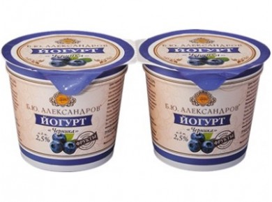 Йогурт Б.Ю. АЛЕКСАНДРОВ Черника 2,5%, 125г, 1 штука
