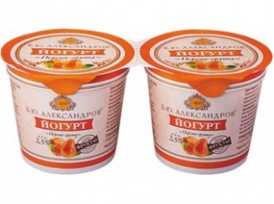 Йогурт Б.Ю. АЛЕКСАНДРОВ Персик/груша 2,5%, 125г, 1 штука