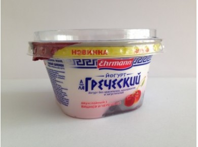 Йогурт EHRMANN А-ля Греческий Вишня/Черешня, 140г, 1 штука