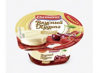 Пудинг EHRMANN манный Вкусный пудинг Вишня-черешня 5,8%, 140г, 1 штука
