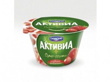 Биойогурт АКТИВИА Danone Супер-фрукты клубника-земляника 2,4%, 210г, 1 штука