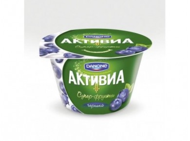 Биойогурт АКТИВИА Danone Супер-фрукты черника 2,4%, 210г, 1 штука