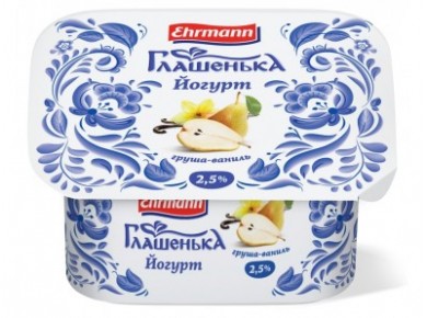 Йогурт ГЛАШЕНЬКА Груша-Ваниль 2,5%,125г, 1 штука