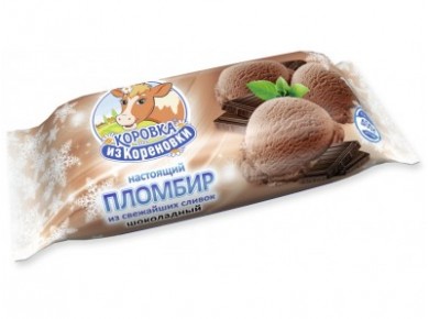 Пломбир КОРОВКА ИЗ КОРЕНОВКИ Шоколадный, 400г, 1 штука