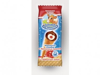 Мороженое КОРОВКА ИЗ КОРЕНОВКИ с брусничным Джемом, 70г, 1 штука