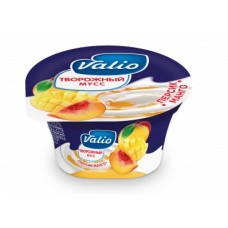 Творожный мусс VALIO персик, манго 4%, 110г, 1 штука