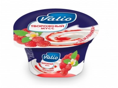 Творожный мусс VALIO Клубника, земляника 4%, 110г, 1 штука