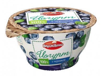 Йогурт ВКУСНОТЕЕВО с черникой 3,5%, 140г, 1 штука