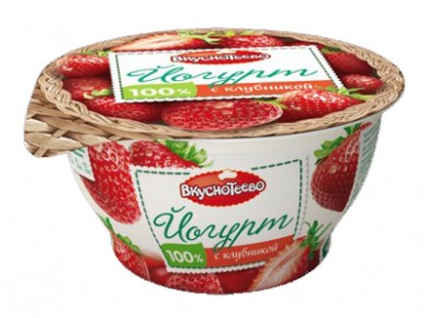Йогурт ВКУСНОТЕЕВО с клубникой 3,5%, 140г, 1 штука