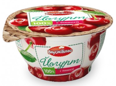 Йогурт ВКУСНОТЕЕВО с вишней 3,5%, 140г, 1 штука