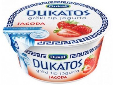 Йогурт DUKAT греческий клубника, 150г, 1 штука