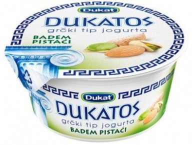 Йогурт DUKAT греческий миндаль, фисташки, 150г, 1 штука