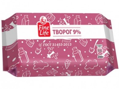 Творог FINE LIFE 9%, 200г, 1 штука