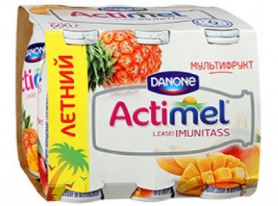 ACTIMEL мультифрукт, 100 г, 6 штук