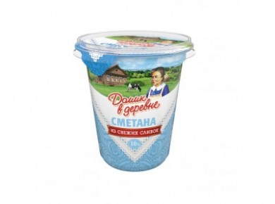 Сметана ДОМИК В ДЕРЕВНЕ 10%, 330г, 1 штука