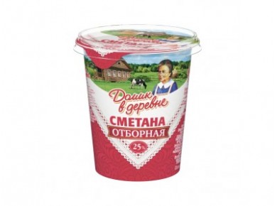 Сметана ДОМИК В ДЕРЕВНЕ отборная 25%, 330г, 1 штука