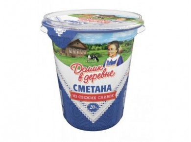 Сметана ДОМИК В ДЕРЕВНЕ 20%, 330г, 1 штука