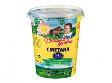 Сметана ДОМИК В ДЕРЕВНЕ 15%, 330г, 1 штука