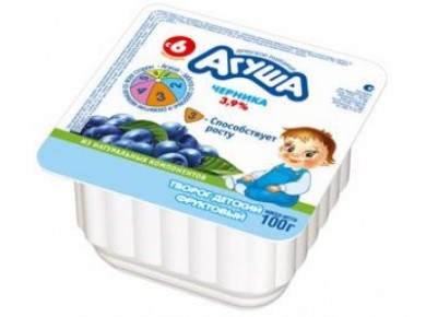 Творог АГУША черника 3,9%, 100г, 1 штука