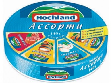 Плавленый Сыр  HOCHLAND Ассорти, 140г, 2 штуки