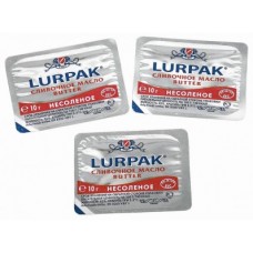 Масло LURPAK сливочное кисло-сладкое 82,5% порционное, 10г, 100 штук