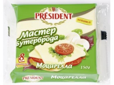 Плавленый Сыр  PRESIDENT Мастер Бутербродов Сливочный, 150г, 1 штука