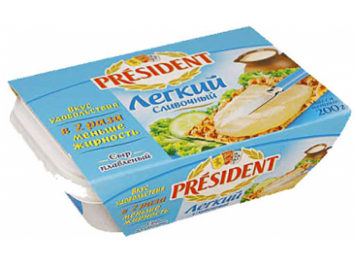 Плавленый Сыр  ПРЕЗИДЕНТ лёгкий, 200г, 1 штука