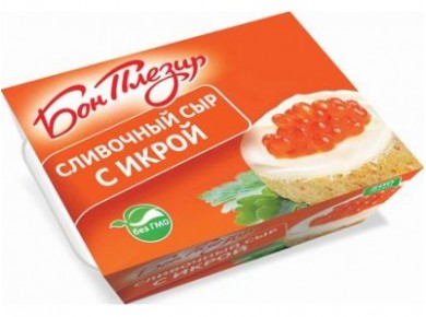 Сыр БОН ПЛЕЗИР плавленый сливочный с икрой, 200г, 1 штука
