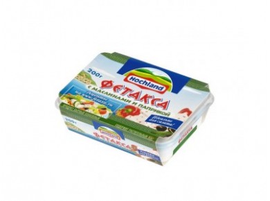 Сырный продукт Фетакса HOCHLAND с маслинами и паприкой, 200г, 1 штука