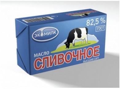 Сливочное масло ЭКОМИЛК 82,5%, 450г, 1 штука