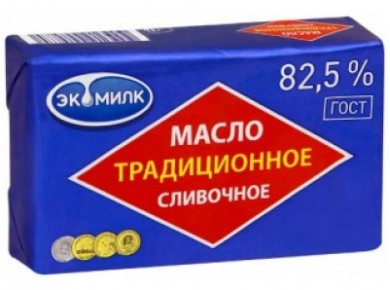 Сливочное масло Традиционное ЭКОМИЛК 82,5%, 450г, 1 штука