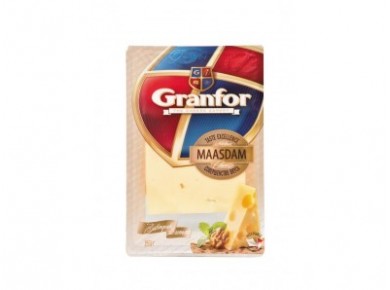 Сыр полутвердый GRANFOR Маасдам45%, 150г, 1 штука