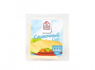 Сыр Сливочный FINE FOOD 50% нарезка, 200г, 1 штука