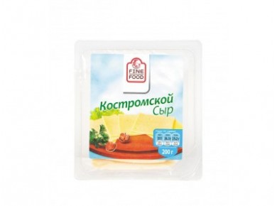 Сыр Костромской FINE FOOD нарезка 45%, 200г, 1 штука