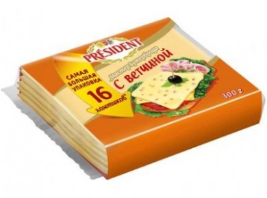 Сыр PRESIDENT Мастер бутерброда с ветчиной, 300г, 1 штука