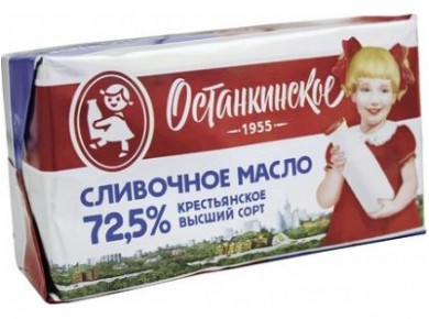 Сливочное масло ОСТАНКИНСКИЙ МК 72,5%, 400г, 1 штука