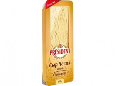 Сыр Чечил PRESIDENT Белый Спагетти, 100г, 1 штука