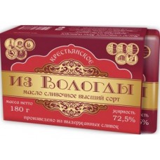 Масло ИЗ ВОЛОГДЫ Крестьянское 72,5%, 180г, 1 штука