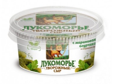 Творожный сыр ЛУКОМОРЬЕ с маринованным огурчиком, 150г, 1 штука