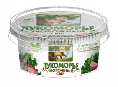 Творожный сыр ЛУКОМОРЬЕ с зеленью и чесноком, 150г, 1 штука