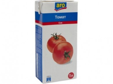 Сок ARO из томатов восстановленный с солью и мякотью, 1л, 4 штуки