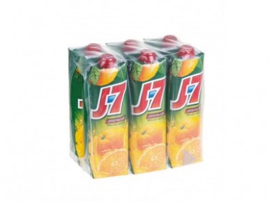 Сок J7 апельсиновый с мякотью призма, 0,97л, 6 штук