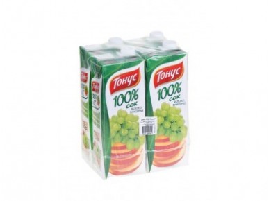 Сок ТОНУС Яблоко-виноград 1,45 л, 4 штуки