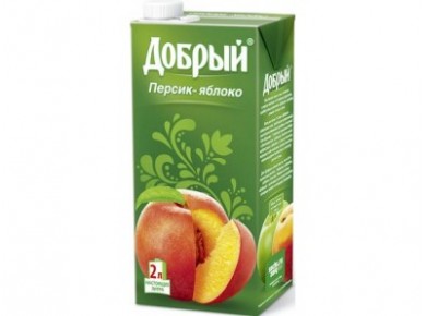 Нектар ДОБРЫЙ персик - яблоко, 2 л, 1 штука