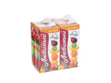 Сок ЛЮБИМЫЙ мультифрукт, 0,95л, 4 штуки